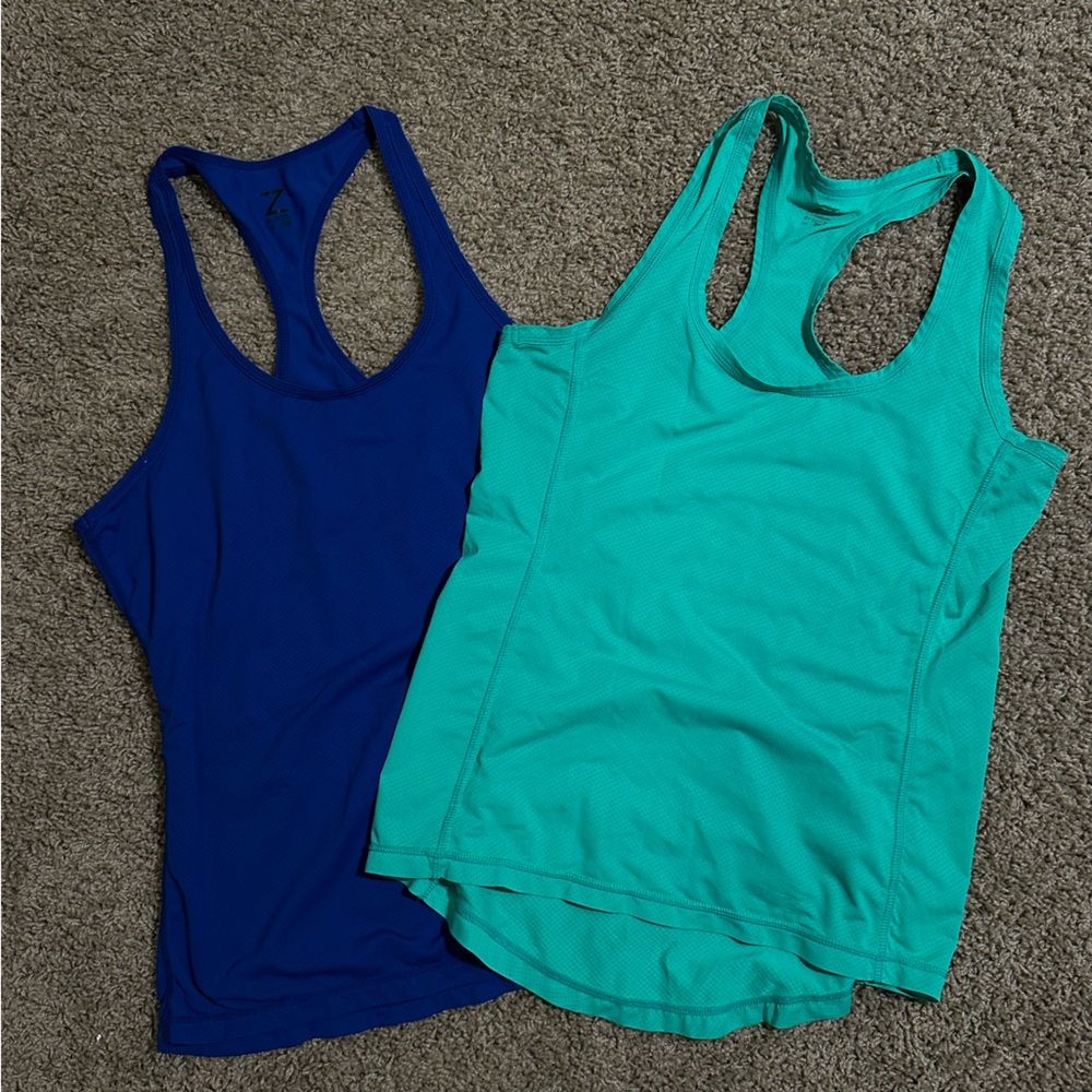 Zella Teal and Blue Racerback Tank Tops